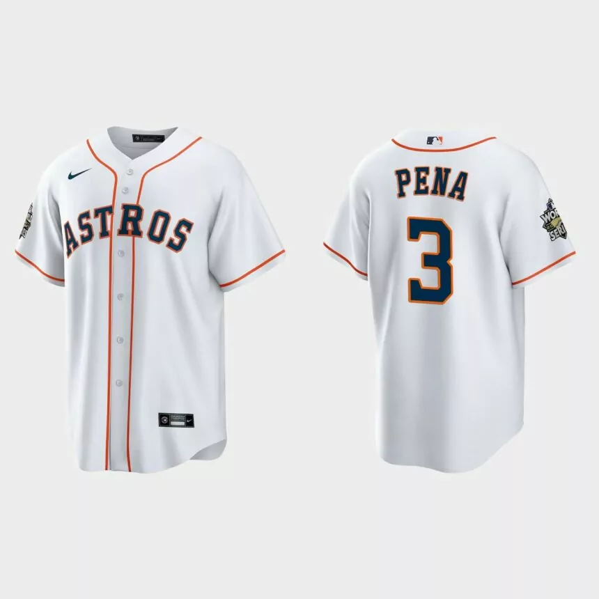 Houston Astros #3 Jeremy Pena Replica 2022 World Series Jersey – White
