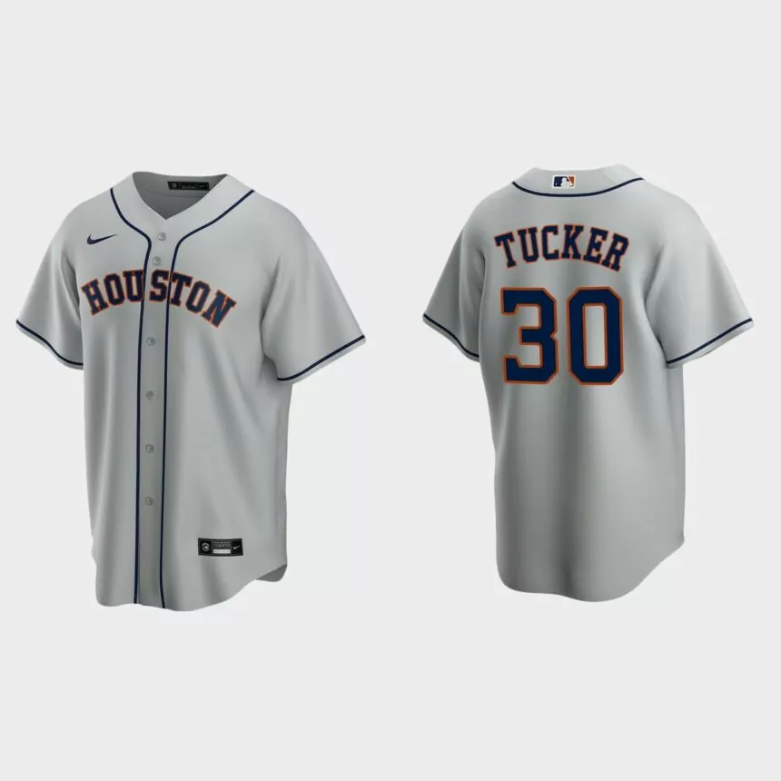Houston Astros #30 Kyle Tucker Replica Road Jersey – Gray