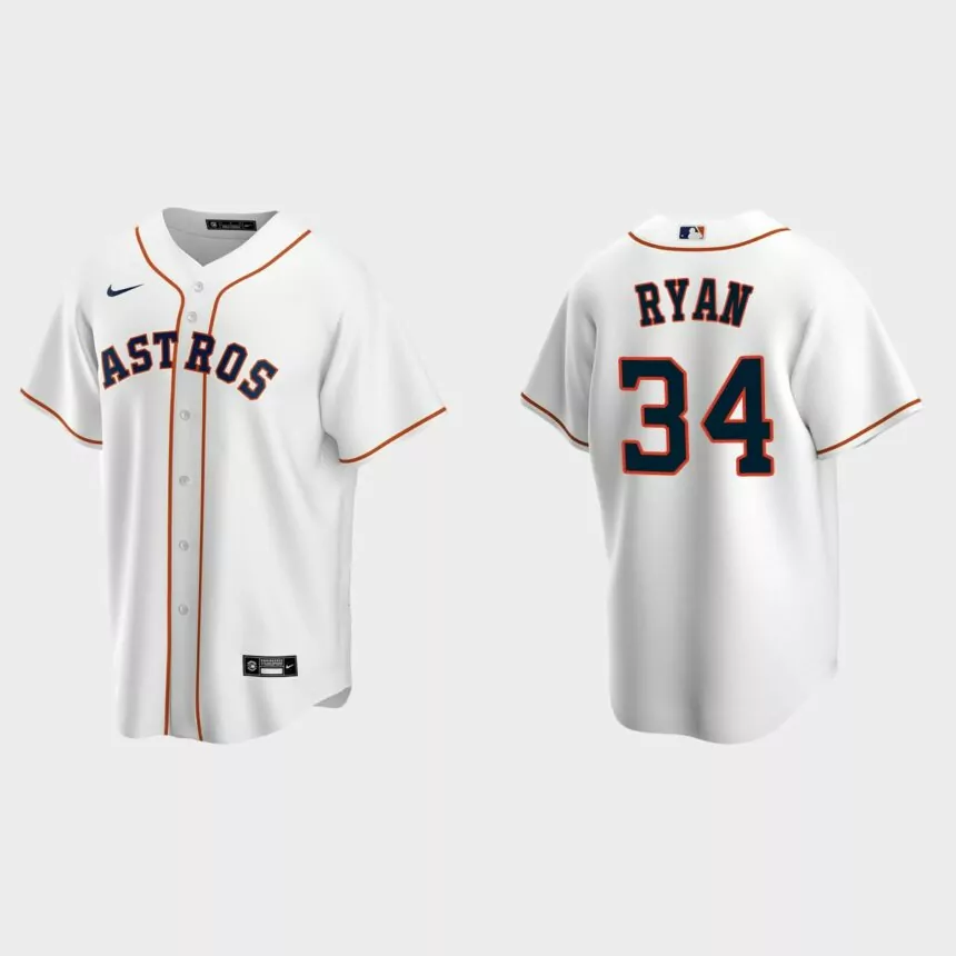 Houston Astros #34 Nolan Ryan White Replica Home Jersey
