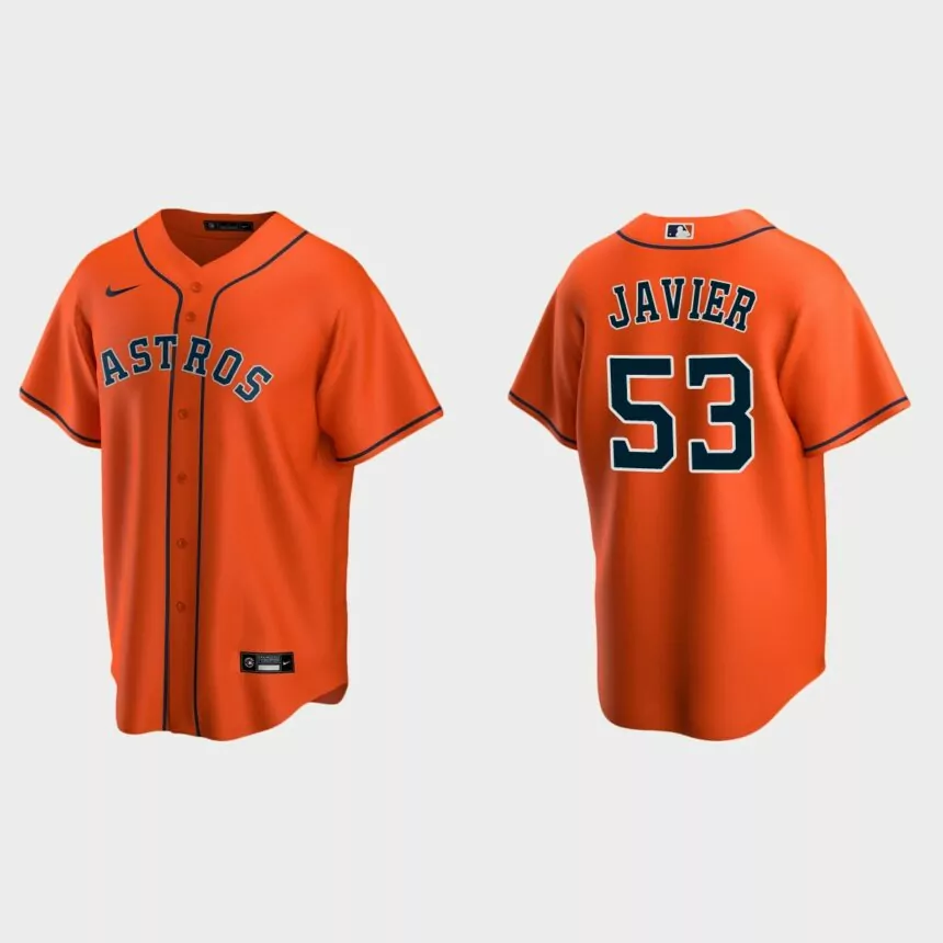 Houston Astros #53 Cristian Javier Replica Alternate Jersey – Orange
