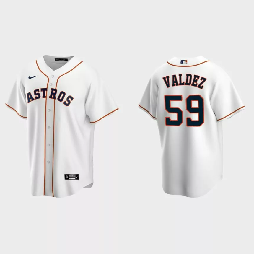 Houston Astros #59 Framber Valdez Replica Home Jersey – White