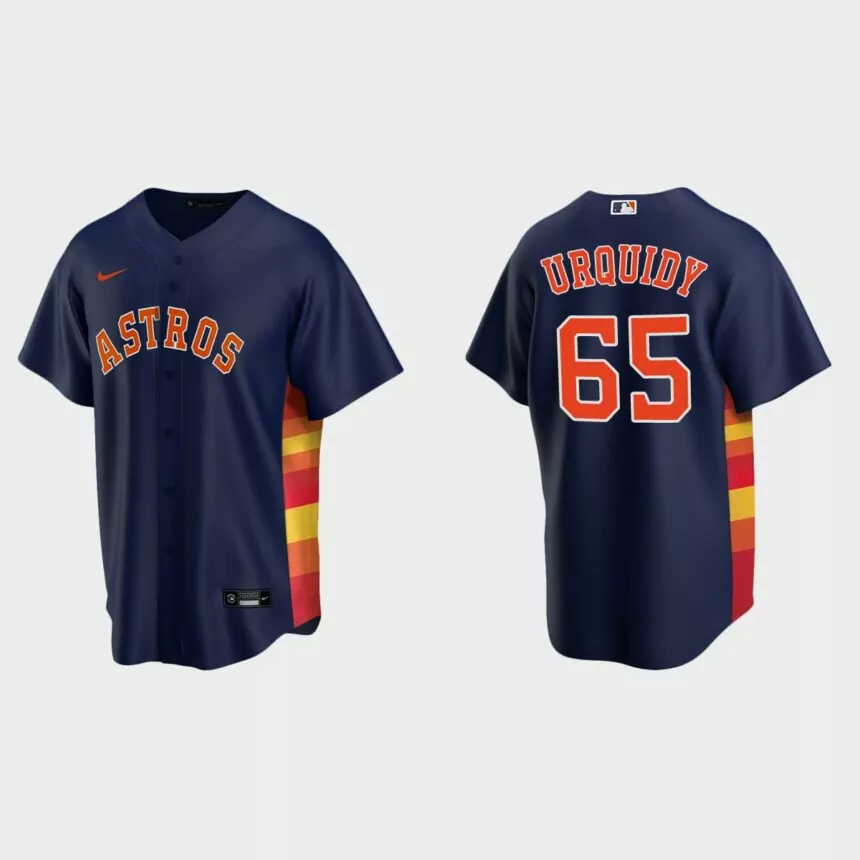 Houston Astros #65 Jose Urquidy Replica Alternate Jersey – Navy