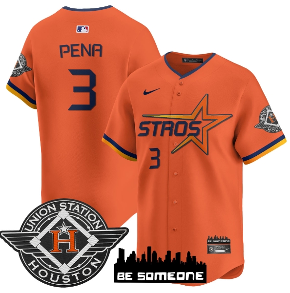Houston Astros 2025 City Connect Vapor Premier Limited Jersey - All Stitched Orange Jeremy Pena - 3