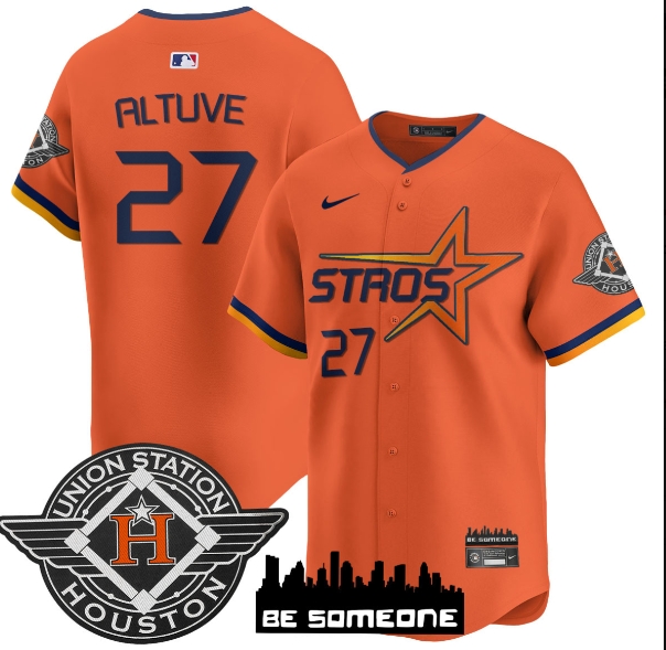 Houston Astros 2025 City Connect Vapor Premier Limited Jersey - All Stitched Orange José Altuve - 27