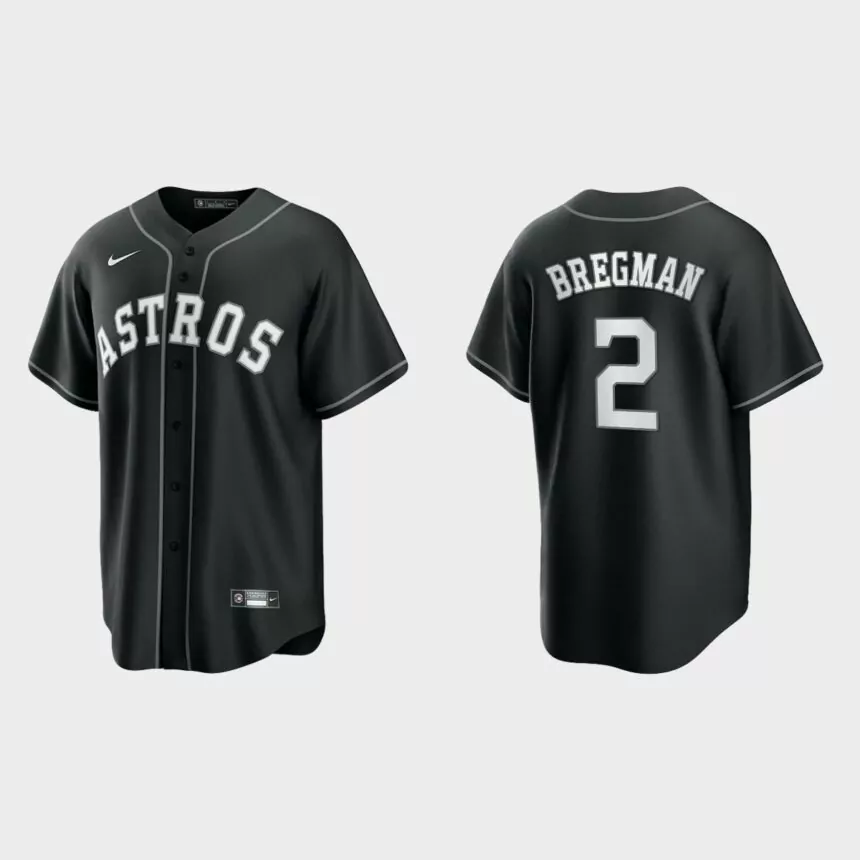 Houston Astros Alex Bregman 2021 All Black Fashion Replica Jersey – Black White