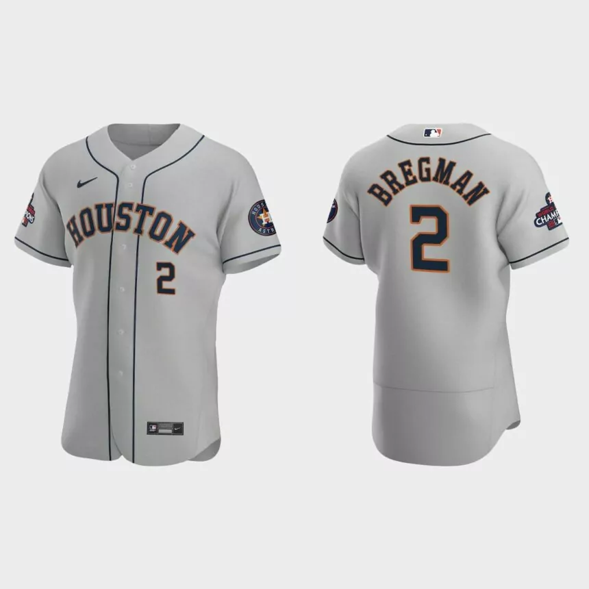 Houston Astros Alex Bregman 2022 World Series Champions Gray Authentic Jersey