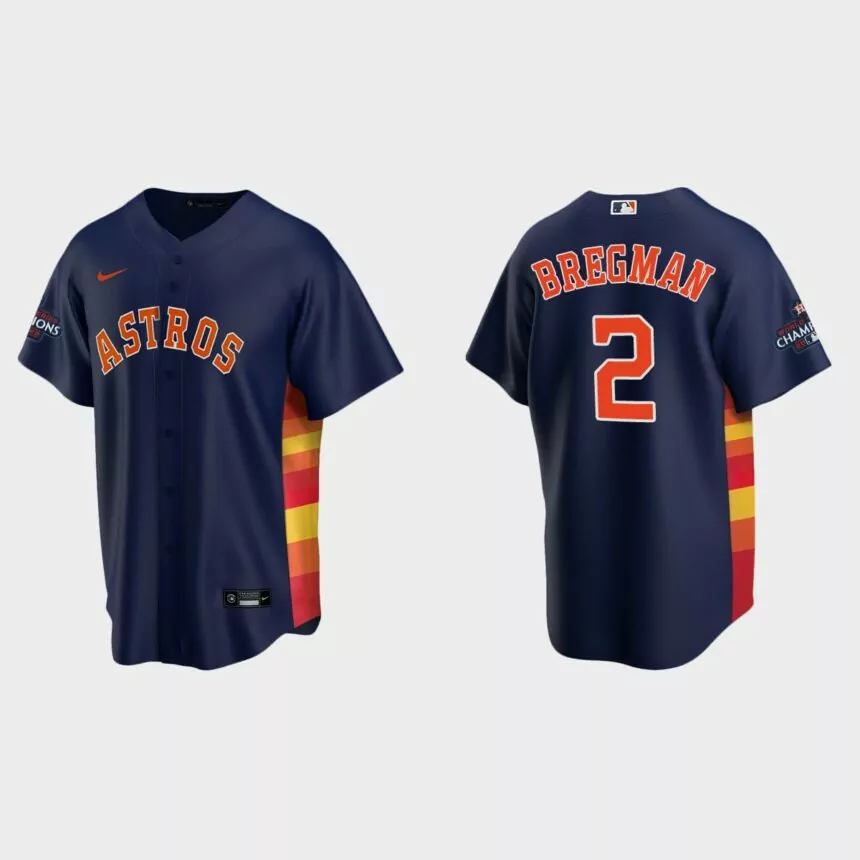 Houston Astros Alex Bregman 2022 World Series Champions Navy Replica Jersey