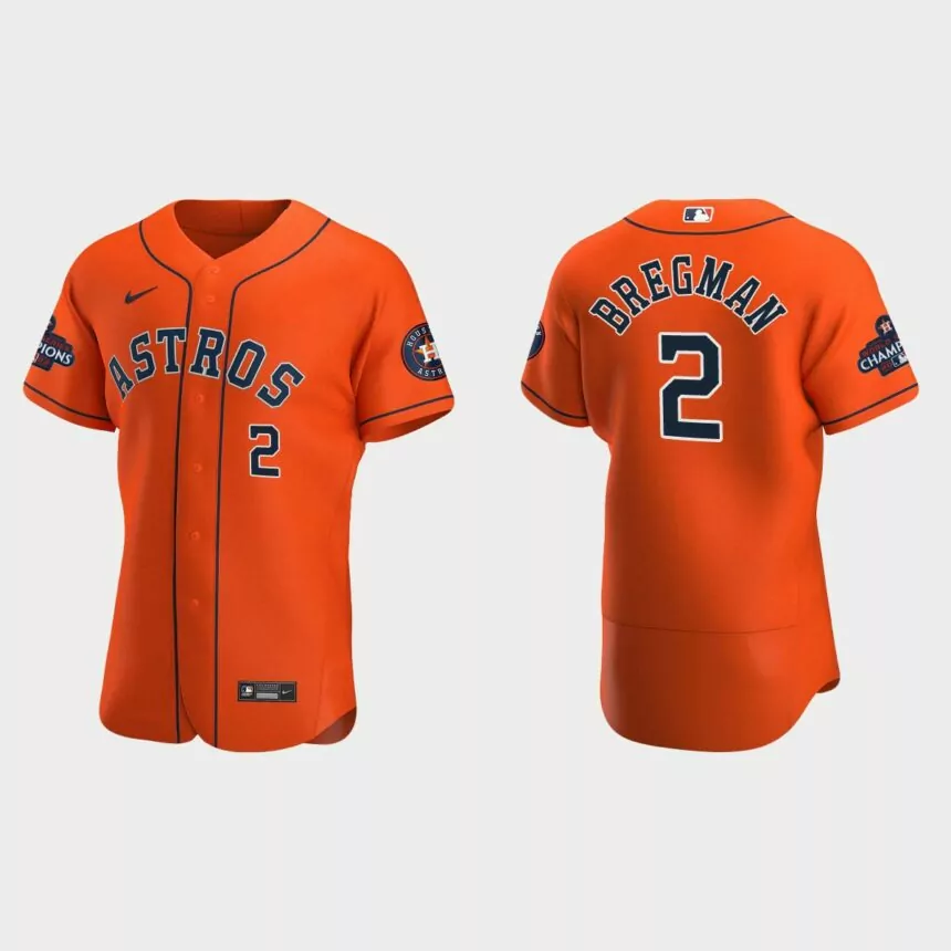 Houston Astros Alex Bregman 2022 World Series Champions Orange Authentic Jersey