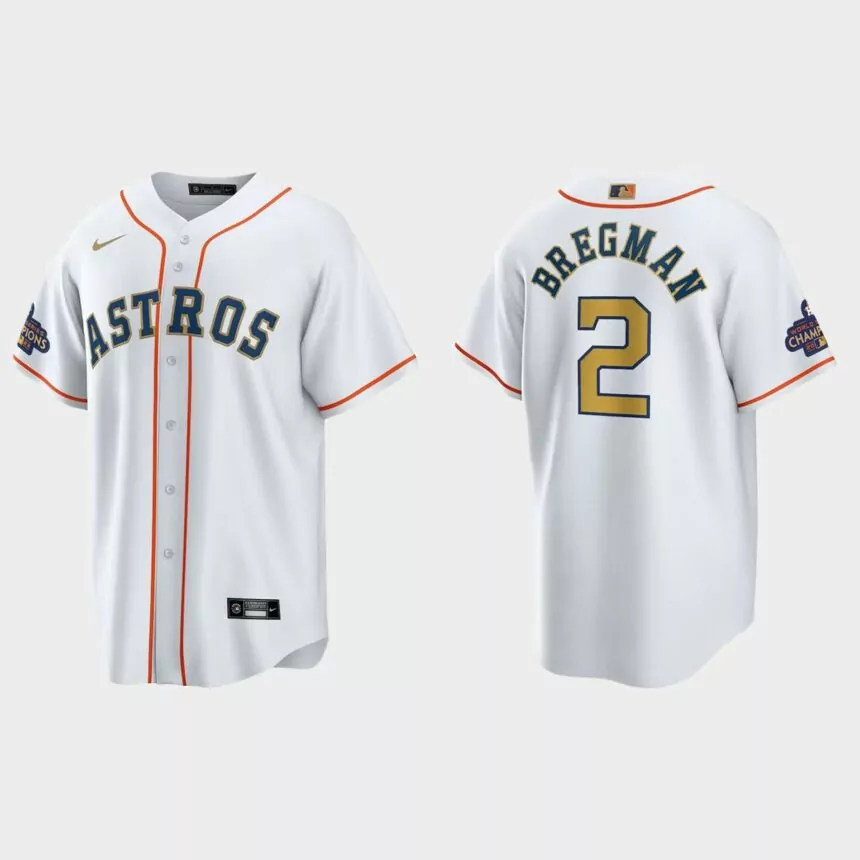 Houston Astros Alex Bregman 2023 Gold Collection Replica Jersey – White