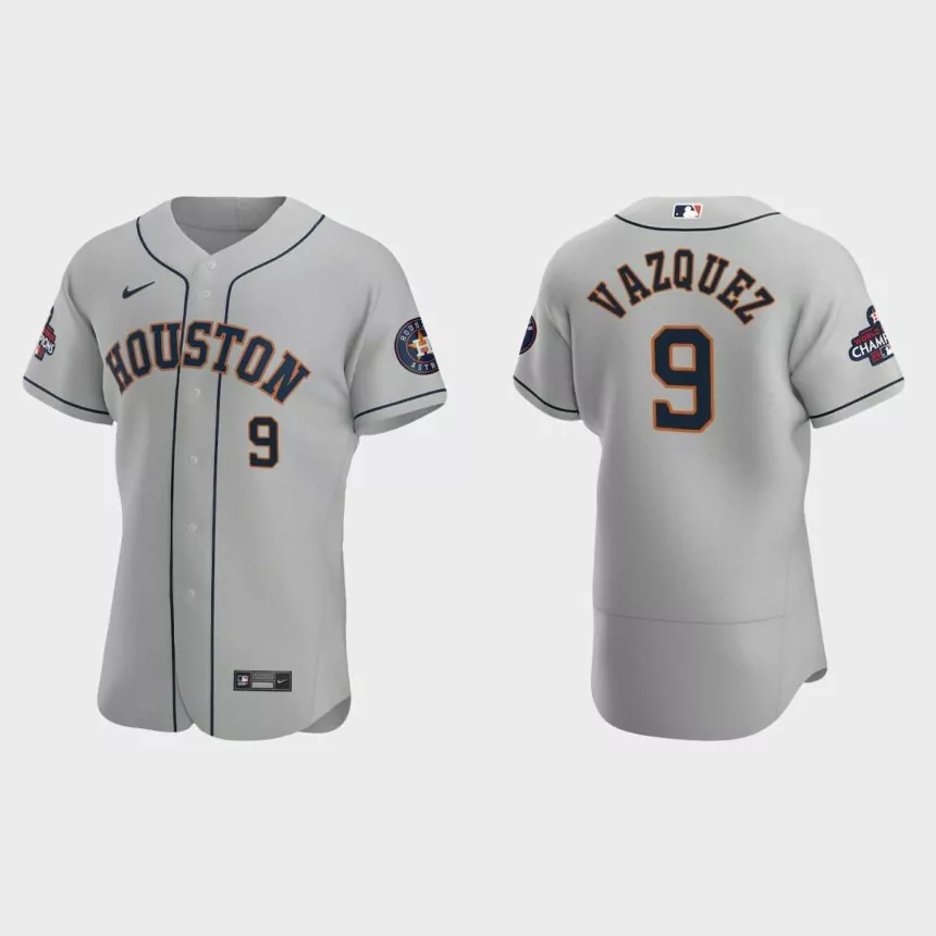 Houston Astros Christian Vazquez 2022 World Series Champions Gray Authentic Jersey