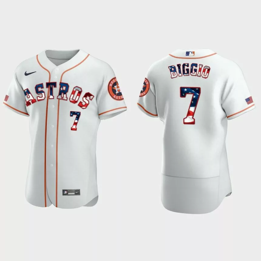 Houston Astros Craig Biggio 2020 Stars & Stripes 4th of July Jersey – White