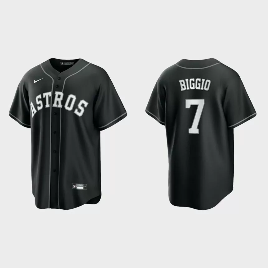 Houston Astros Craig Biggio 2021 All Black Fashion Replica Jersey – Black White