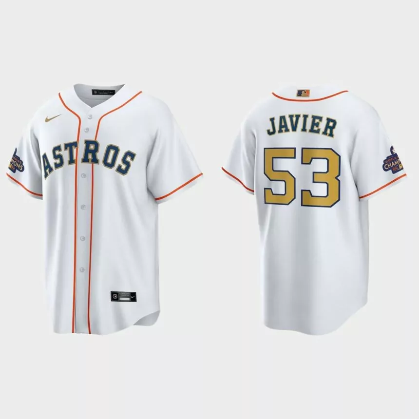 Houston Astros Cristian Javier 2023 Gold Collection Replica Jersey – White