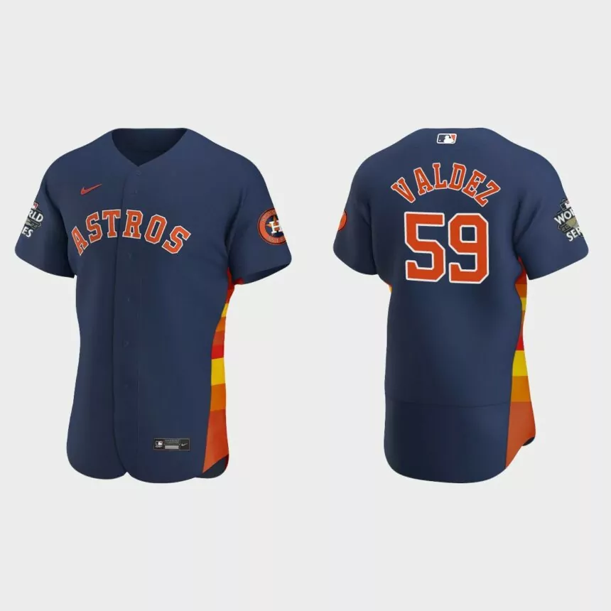 Houston Astros Framber Valdez 2022 World Series Navy Authentic Jersey