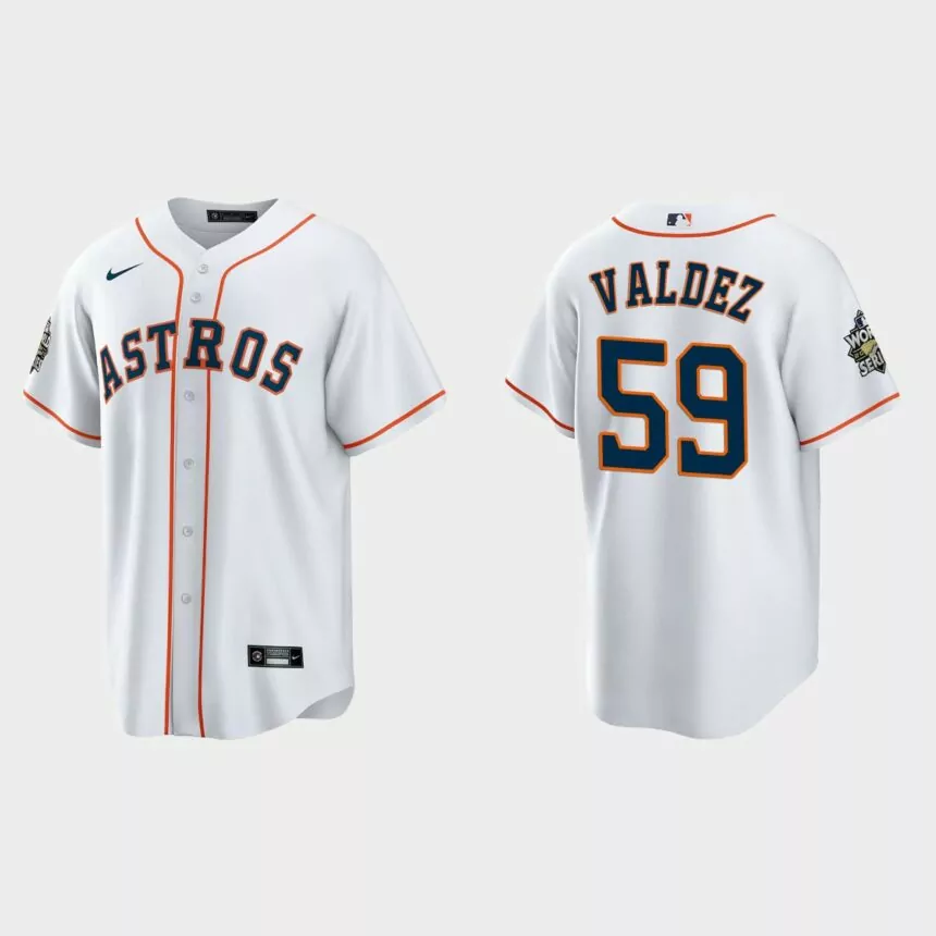 Houston Astros Framber Valdez 2022 World Series White Replica Jersey