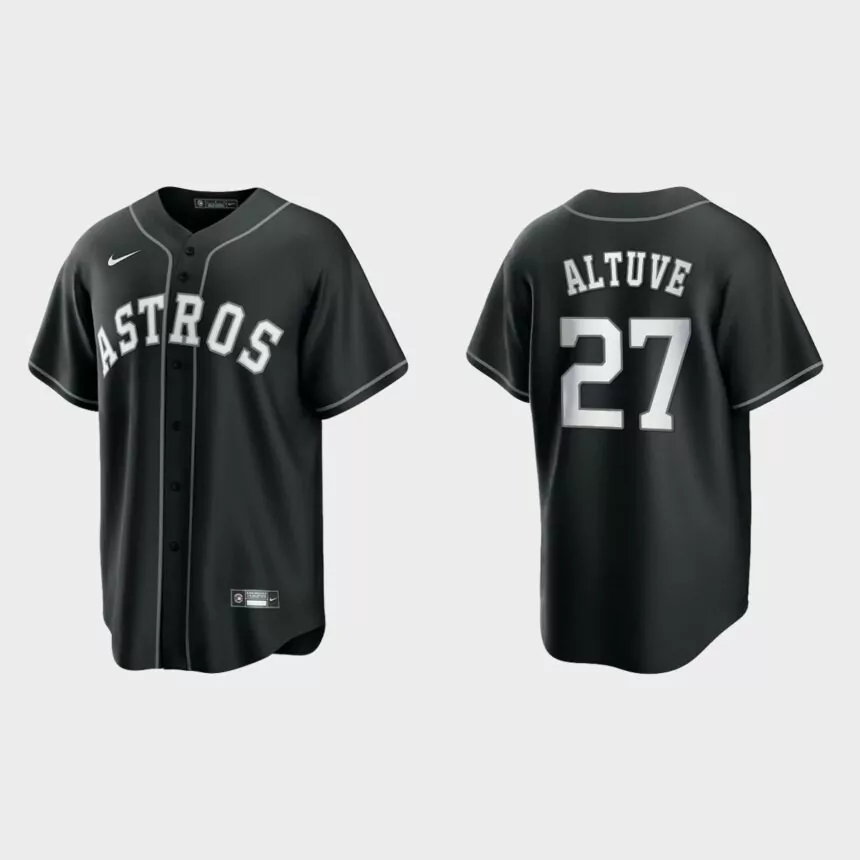 Houston Astros Jose Altuve 2021 All Black Fashion Replica Jersey – Black White