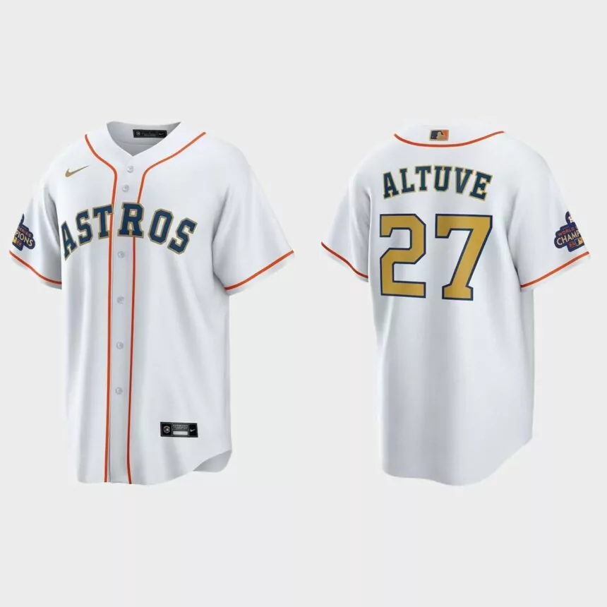 Houston Astros Jose Altuve 2023 Gold Collection Replica Jersey – White