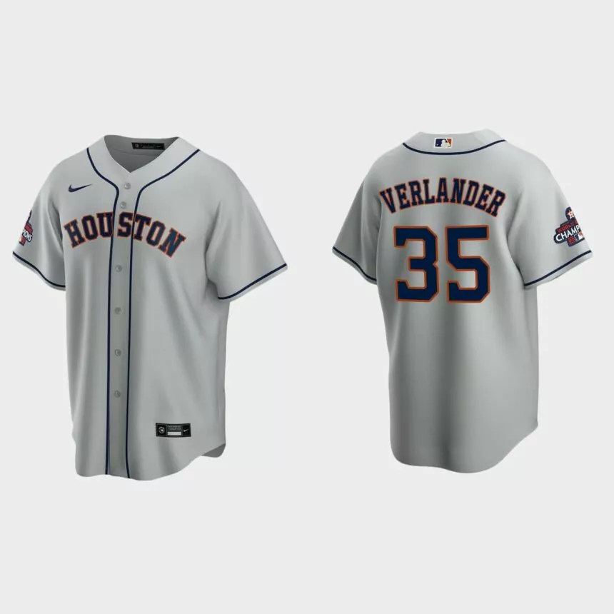 Houston Astros Justin Verlander 2022 World Series Champions Gray Replica Jersey