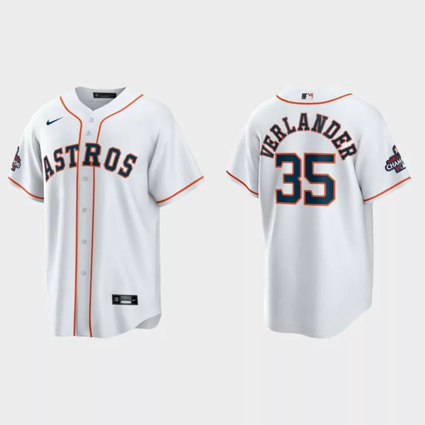 Houston Astros Justin Verlander 2022 World Series Champions White Home Replica Jersey