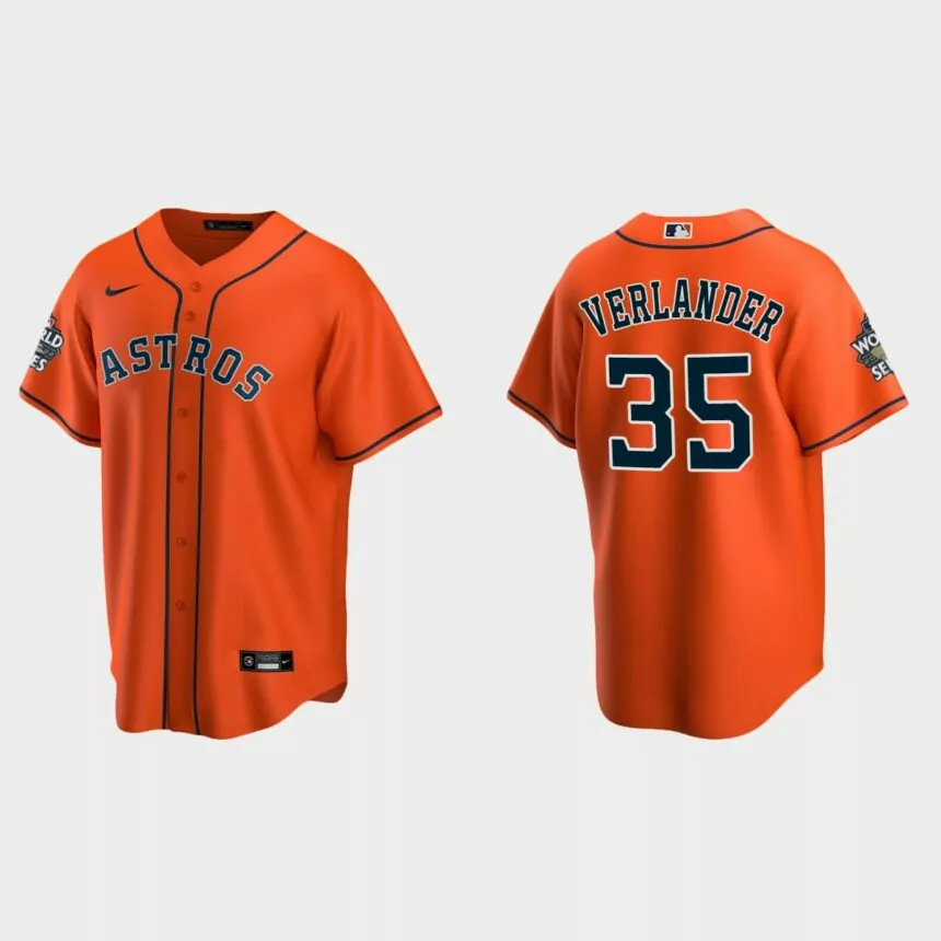 Houston Astros Justin Verlander 2022 World Series Orange Replica Jersey