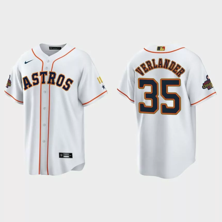 Houston Astros Justin Verlander 2023 Gold Program Jersey – White