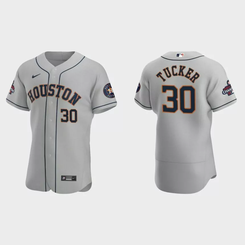 Houston Astros Kyle Tucker 2022 World Series Champions Gray Authentic Jersey