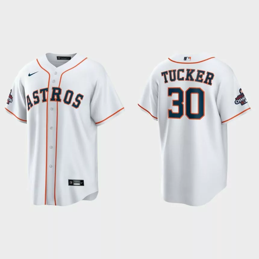 Houston Astros Kyle Tucker 2022 World Series Champions White Home Replica Jersey