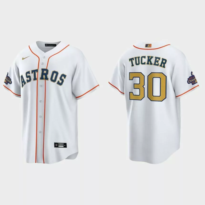 Houston Astros Kyle Tucker 2023 Gold Collection Replica Jersey – White