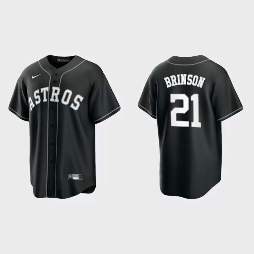 Houston Astros Lewis Brinson Replica Official Jersey – Black White