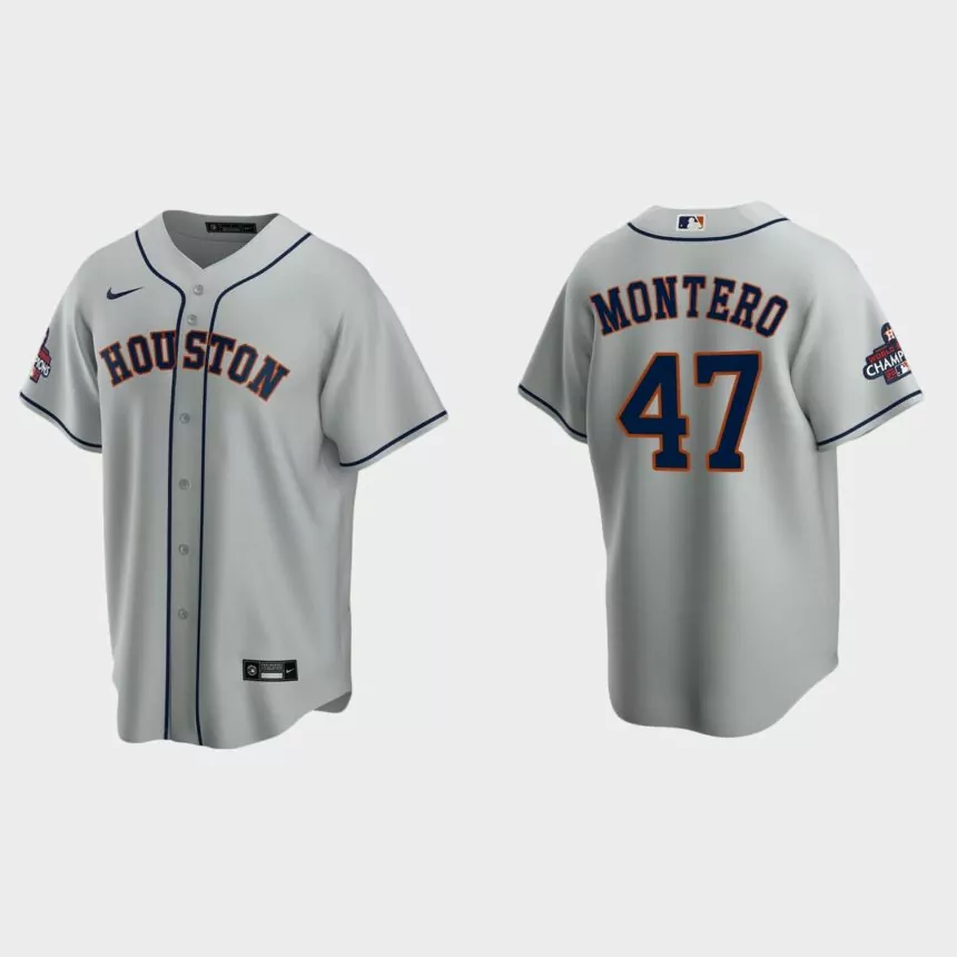 Houston Astros Rafael Montero 2022 World Series Champions Gray Replica Jersey