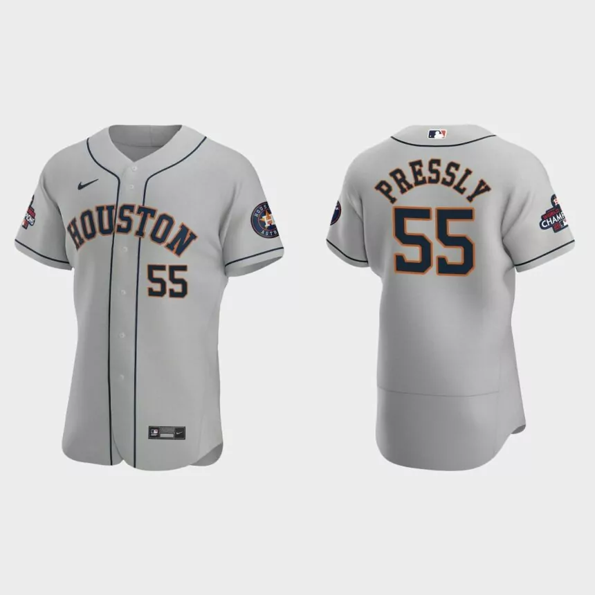 Houston Astros Ryan Pressly 2022 World Series Champions Gray Authentic Jersey