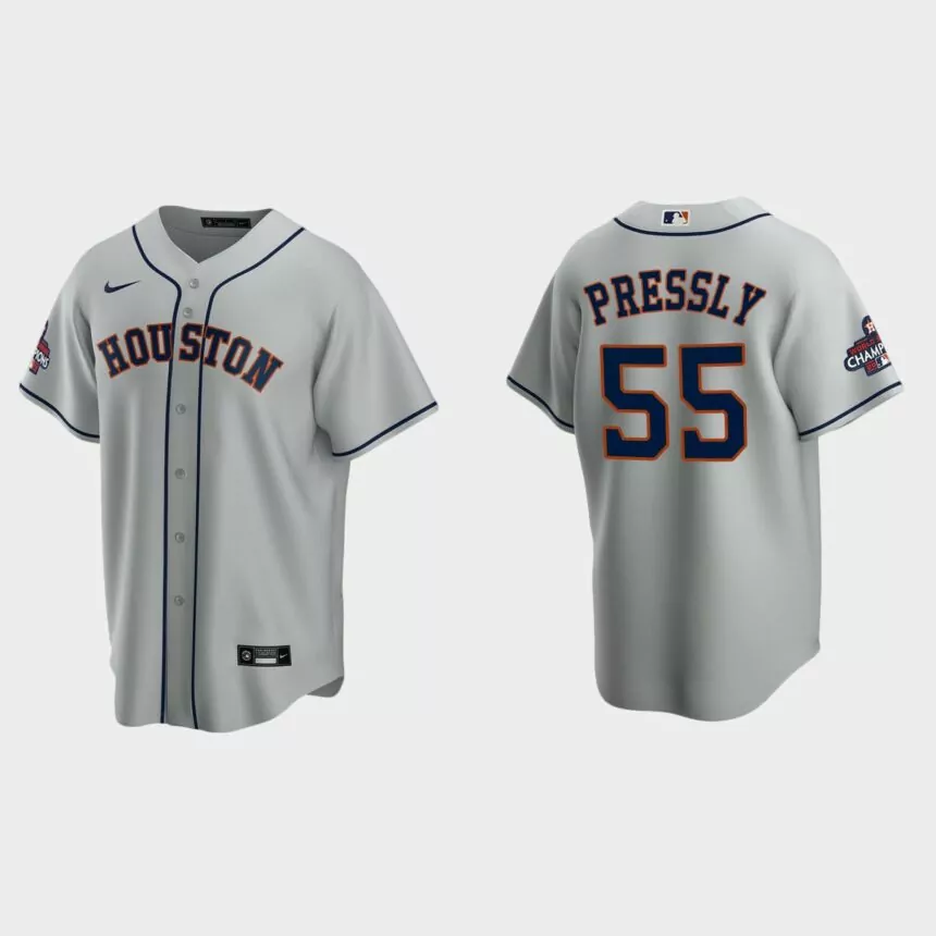 Houston Astros Ryan Pressly 2022 World Series Champions Gray Replica Jersey