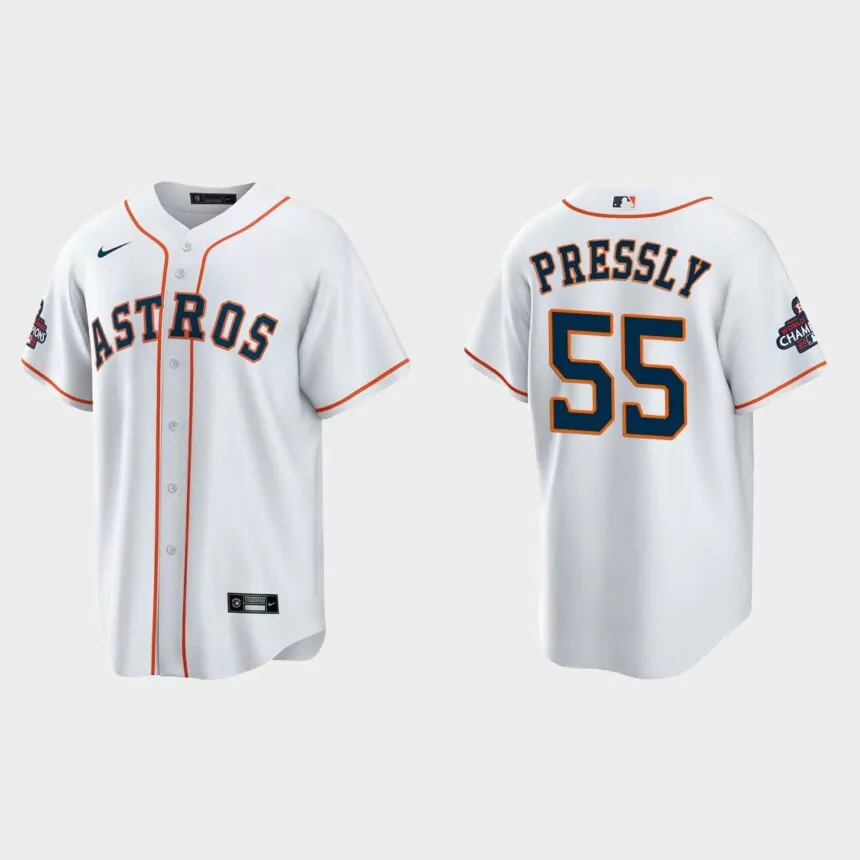Houston Astros Ryan Pressly 2022 World Series Champions White Replica Jersey