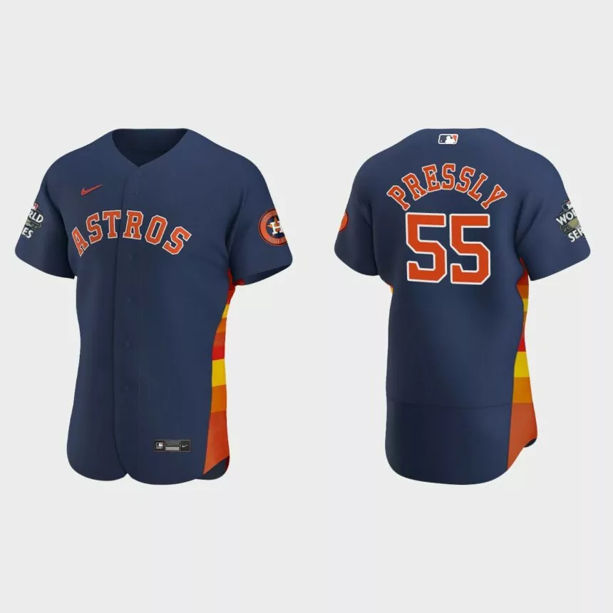 Houston Astros Ryan Pressly 2022 World Series Navy Authentic Jersey