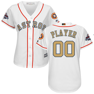 Houston Astros White 2018 Gold Program Women's Customized Cool Base Jersey