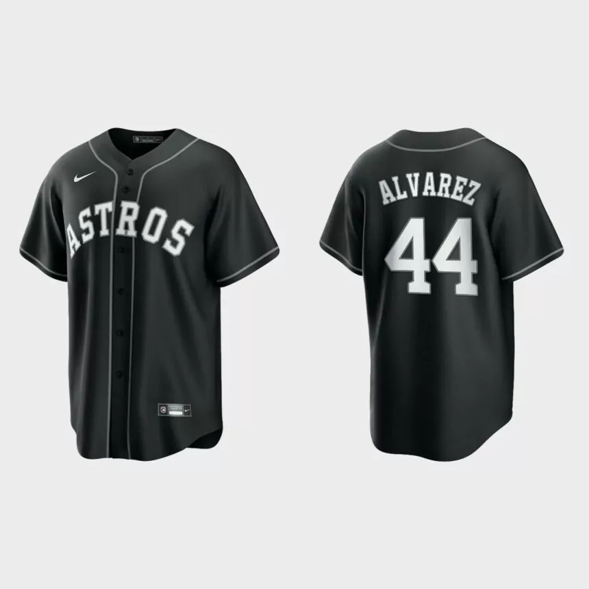 Houston Astros Yordan Alvarez 2021 All Black Fashion Replica Jersey – Black White