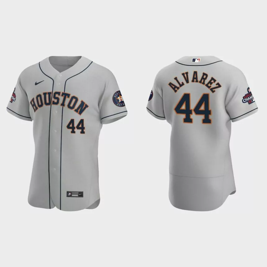 Houston Astros Yordan Alvarez 2022 World Series Champions Gray Authentic Jersey