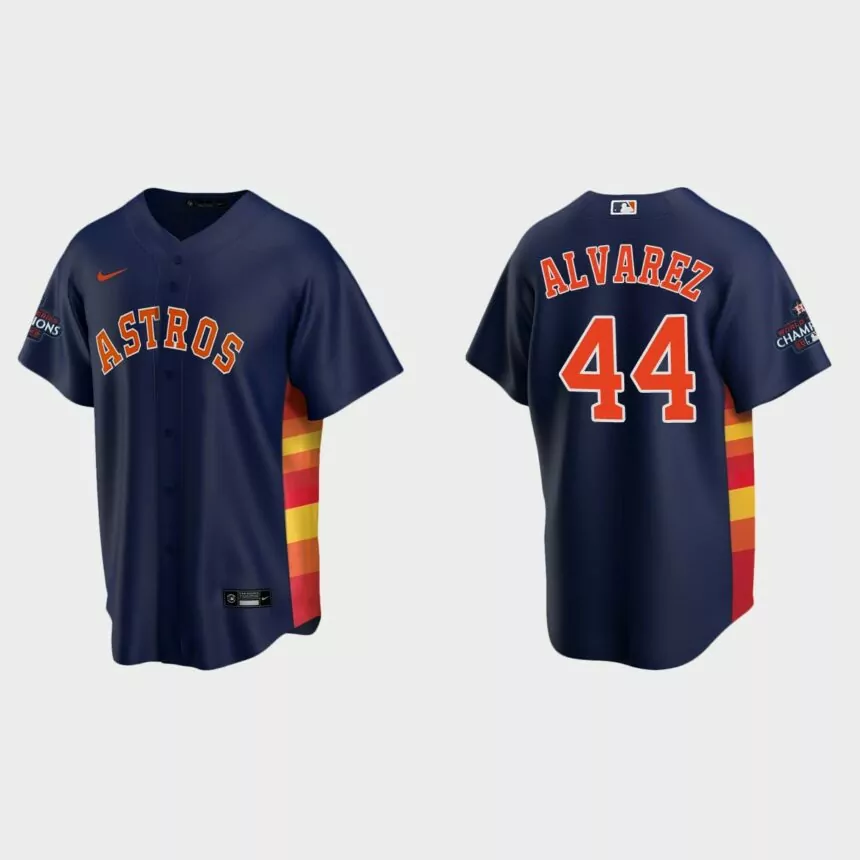 Houston Astros Yordan Alvarez 2022 World Series Champions Navy Replica Jersey