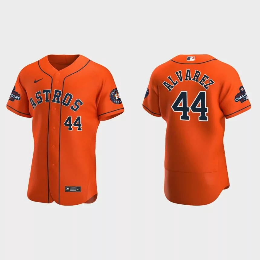 Houston Astros Yordan Alvarez 2022 World Series Champions Orange Authentic Jersey