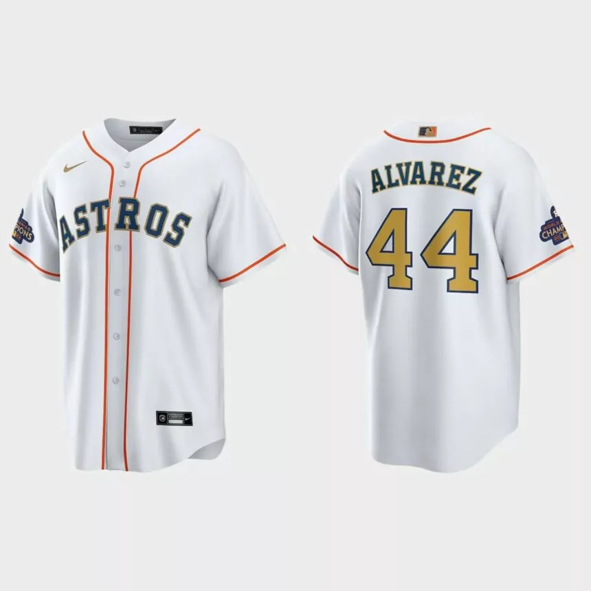 Houston Astros Yordan Alvarez 2023 Gold Collection Replica Jersey – White