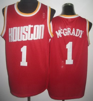 Houston Rockets 1 Tracy McGrady Red Throwback Revolution 30 NBA Basketball Jerseys
