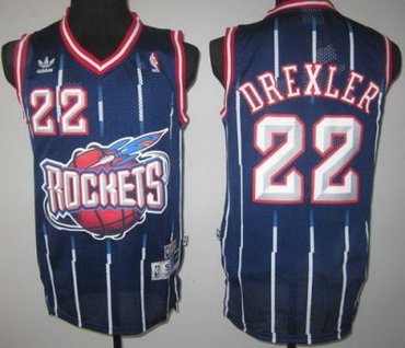 Houston Rockets 22 DREXLER Black Throwback Hardwood Classics NBA Jerseys