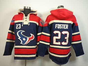 Houston Texans #23 Arian Foster Red-Blue Sawyer Hooded Sweatshirt Stitched Jersey