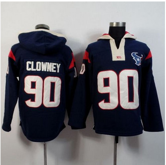 Houston Texans #90 Jadeveon Clowney Navy Blue Player Winning Method Pullover NFL Hoodie
