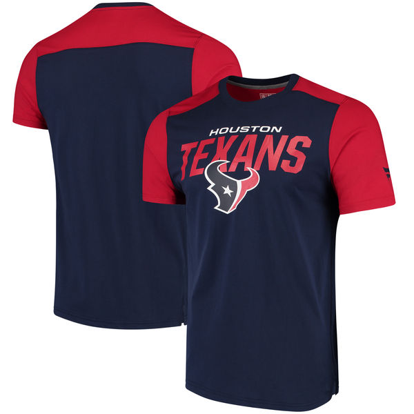 Houston Texans NFL Pro Line By Fanatics Branded Iconic Color Blocked T-Shirt Navy Red