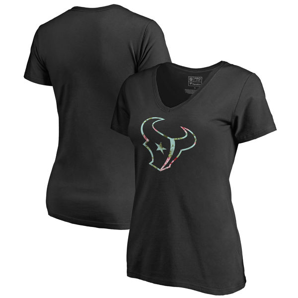 Houston Texans NFL Pro Line By Fanatics Branded Women's Lovely Plus Size V Neck T-Shirt Black