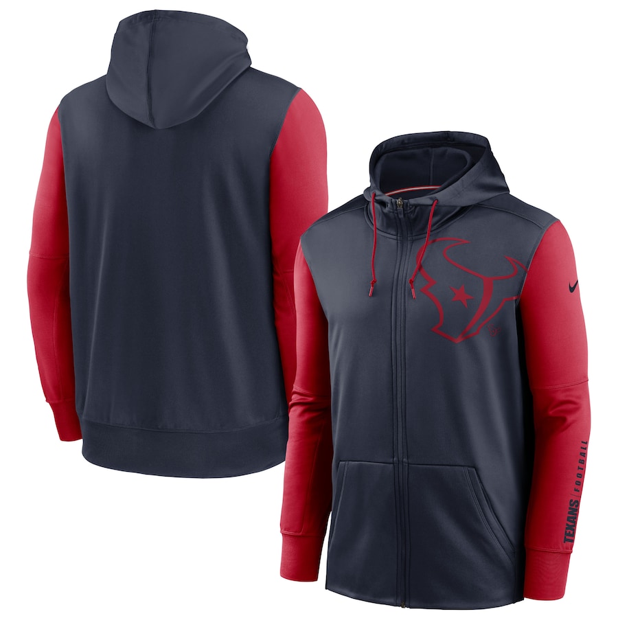 Houston Texans Navy Red Fan Gear Mascot Performance Full-Zip Hoodie