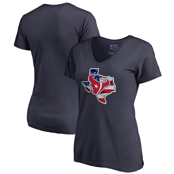 Houston Texans Navy Women's NFL Pro Line By Fanatics Branded Banner State T-Shirt