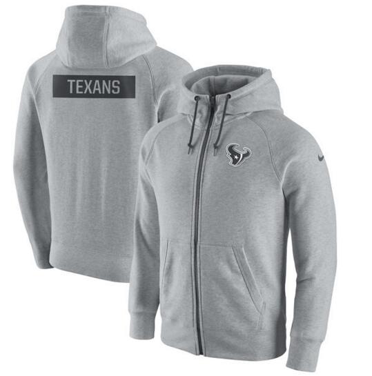 Houston Texans Nike Gridiron Gray 2.0 Full Zip Hoodie Ash