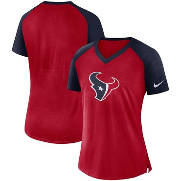 Houston Texans Nike Women's Top V Neck T-Shirt Red Navy